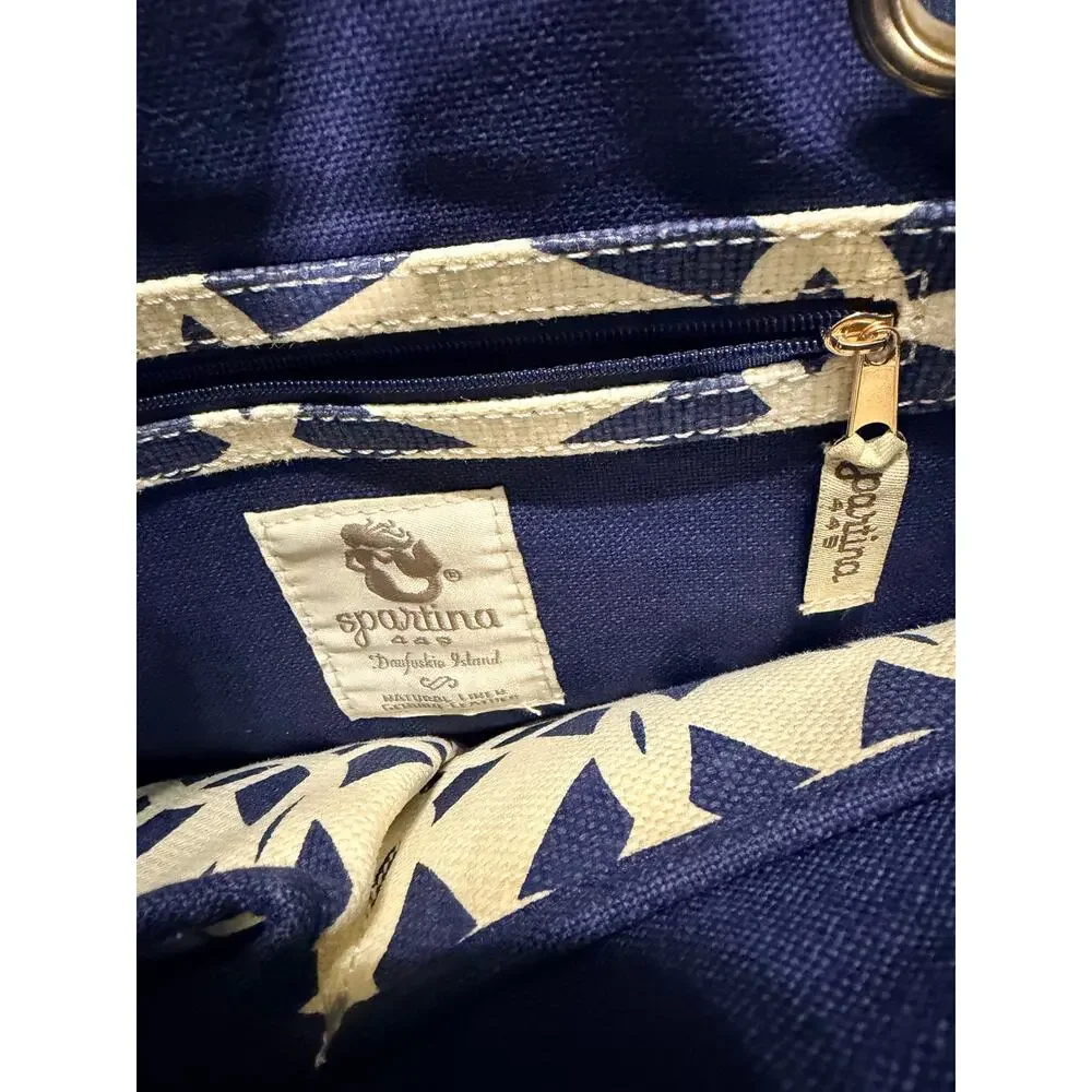 Spartina 449 Tybrisa Day Tote Navy Ivory Geometric Top Handle Purse